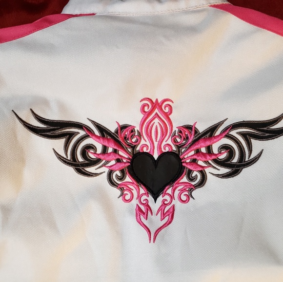Reflective tribal heart motorcycle jacket - Picture 2 of 9